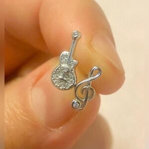 Silver 925 Guitar and Treble Clef Earrings